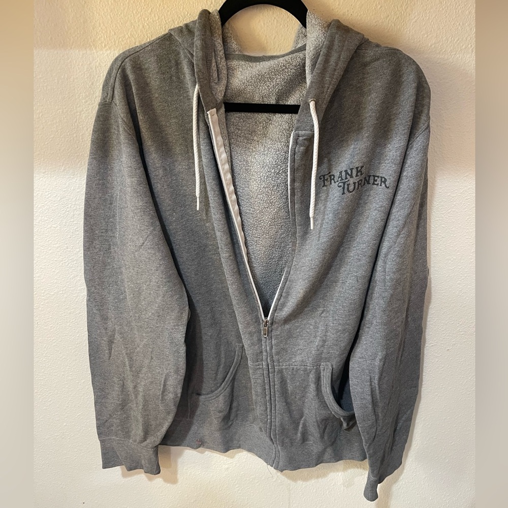 Frank Turner grey zip-up hoodie, size XL